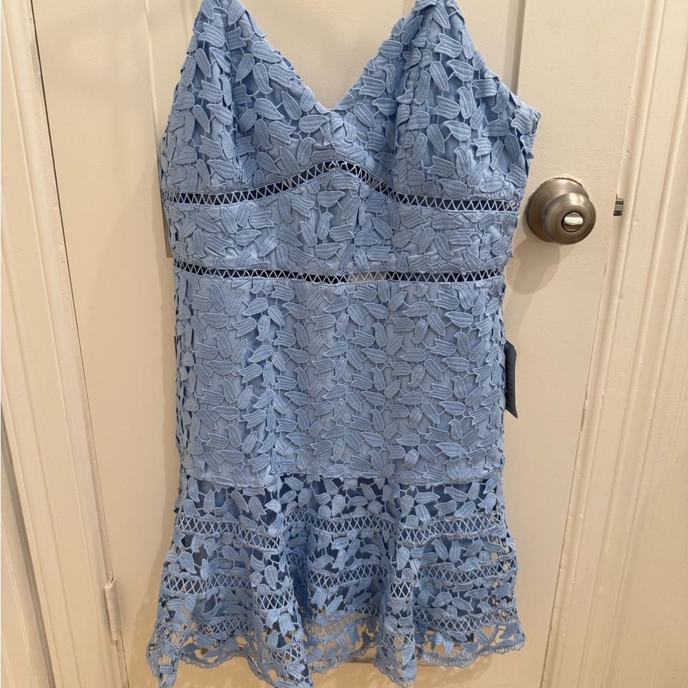 Bardot Blue Lace Mini Dress